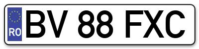 Placuta inmatriculare numar auto  BV-88-FXC, BV 88 FXC, BV88FXC