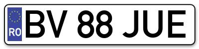 Placuta inmatriculare numar auto  BV-88-JUE, BV 88 JUE, BV88JUE