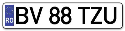 Placuta inmatriculare numar auto  BV-88-TZU, BV 88 TZU, BV88TZU