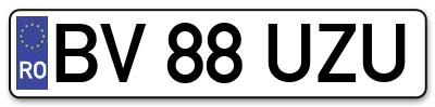 Placuta inmatriculare numar auto  BV-88-UZU, BV 88 UZU, BV88UZU