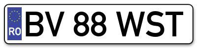 Placuta inmatriculare numar auto  BV-88-WST, BV 88 WST, BV88WST