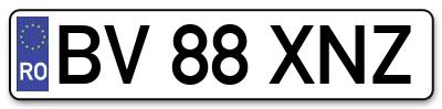 Placuta inmatriculare numar auto  BV-88-XNZ, BV 88 XNZ, BV88XNZ