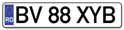 Placuta inmatriculare numar auto  BV-88-XYB, BV 88 XYB, BV88XYB