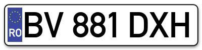 Placuta inmatriculare numar auto  BV-881-DXH, BV 881 DXH, BV881DXH