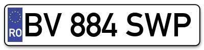 Placuta inmatriculare numar auto  BV-884-SWP, BV 884 SWP, BV884SWP