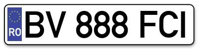 Placuta inmatriculare numar auto  BV-888-FCI, BV 888 FCI, BV888FCI