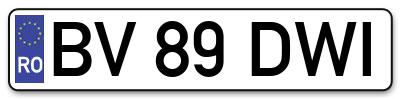 Placuta inmatriculare numar auto  BV-89-DWI, BV 89 DWI, BV89DWI