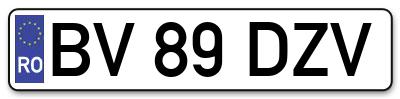 Placuta inmatriculare numar auto  BV-89-DZV, BV 89 DZV, BV89DZV