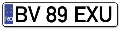 Placuta inmatriculare numar auto  BV-89-EXU, BV 89 EXU, BV89EXU