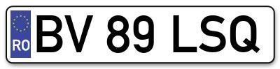 Placuta inmatriculare numar auto  BV-89-LSQ, BV 89 LSQ, BV89LSQ