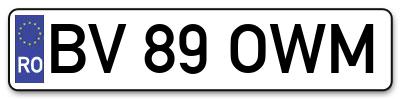 Placuta inmatriculare numar auto  BV-89-OWM, BV 89 OWM, BV89OWM