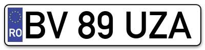 Placuta inmatriculare numar auto  BV-89-UZA, BV 89 UZA, BV89UZA