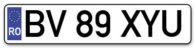 Placuta inmatriculare numar auto  BV-89-XYU, BV 89 XYU, BV89XYU