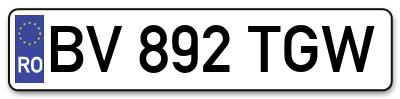Placuta inmatriculare numar auto  BV-892-TGW, BV 892 TGW, BV892TGW