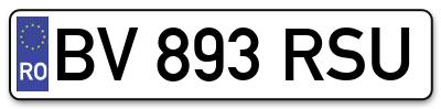 Placuta inmatriculare numar auto  BV-893-RSU, BV 893 RSU, BV893RSU