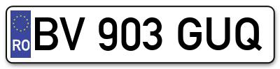 Placuta inmatriculare numar auto  BV-903-GUQ, BV 903 GUQ, BV903GUQ