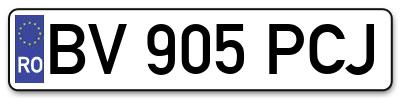 Placuta inmatriculare numar auto  BV-905-PCJ, BV 905 PCJ, BV905PCJ
