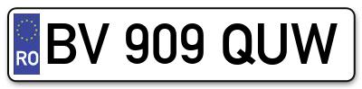 Placuta inmatriculare numar auto  BV-909-QUW, BV 909 QUW, BV909QUW