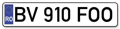 Placuta inmatriculare numar auto  BV-910-FOO, BV 910 FOO, BV910FOO
