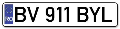 Placuta inmatriculare numar auto  BV-911-BYL, BV 911 BYL, BV911BYL