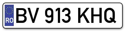 Placuta inmatriculare numar auto  BV-913-KHQ, BV 913 KHQ, BV913KHQ