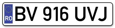 Placuta inmatriculare numar auto  BV-916-UVJ, BV 916 UVJ, BV916UVJ