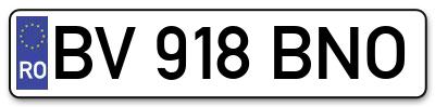 Placuta inmatriculare numar auto  BV-918-BNO, BV 918 BNO, BV918BNO