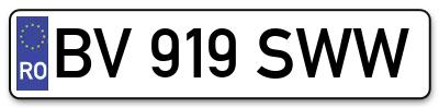 Placuta inmatriculare numar auto  BV-919-SWW, BV 919 SWW, BV919SWW