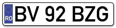 Placuta inmatriculare numar auto  BV-92-BZG, BV 92 BZG, BV92BZG