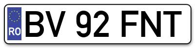 Placuta inmatriculare numar auto  BV-92-FNT, BV 92 FNT, BV92FNT