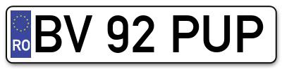 Placuta inmatriculare numar auto  BV-92-PUP, BV 92 PUP, BV92PUP