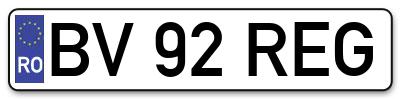 Placuta inmatriculare numar auto  BV-92-REG, BV 92 REG, BV92REG