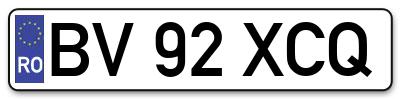 Placuta inmatriculare numar auto  BV-92-XCQ, BV 92 XCQ, BV92XCQ