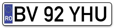 Placuta inmatriculare numar auto  BV-92-YHU, BV 92 YHU, BV92YHU