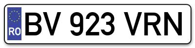 Placuta inmatriculare numar auto  BV-923-VRN, BV 923 VRN, BV923VRN