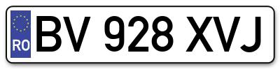 Placuta inmatriculare numar auto  BV-928-XVJ, BV 928 XVJ, BV928XVJ
