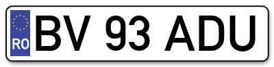 Placuta inmatriculare numar auto  BV-93-ADU, BV 93 ADU, BV93ADU