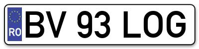 Placuta inmatriculare numar auto  BV-93-LOG, BV 93 LOG, BV93LOG