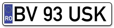 Placuta inmatriculare numar auto  BV-93-USK, BV 93 USK, BV93USK