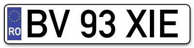 Placuta inmatriculare numar auto  BV-93-XIE, BV 93 XIE, BV93XIE