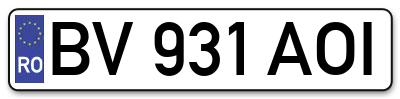 Placuta inmatriculare numar auto  BV-931-AOI, BV 931 AOI, BV931AOI
