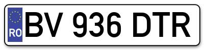 Placuta inmatriculare numar auto  BV-936-DTR, BV 936 DTR, BV936DTR