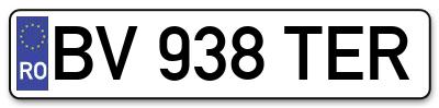 Placuta inmatriculare numar auto  BV-938-TER, BV 938 TER, BV938TER