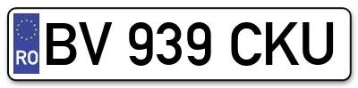 Placuta inmatriculare numar auto  BV-939-CKU, BV 939 CKU, BV939CKU