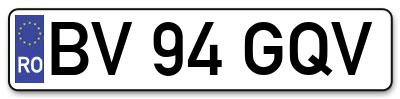 Placuta inmatriculare numar auto  BV-94-GQV, BV 94 GQV, BV94GQV