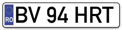 Placuta inmatriculare numar auto  BV-94-HRT, BV 94 HRT, BV94HRT