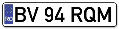 Placuta inmatriculare numar auto  BV-94-RQM, BV 94 RQM, BV94RQM
