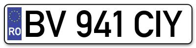 Placuta inmatriculare numar auto  BV-941-CIY, BV 941 CIY, BV941CIY