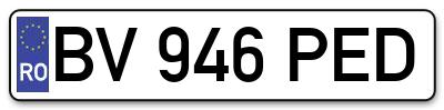 Placuta inmatriculare numar auto  BV-946-PED, BV 946 PED, BV946PED