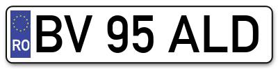 Placuta inmatriculare numar auto  BV-95-ALD, BV 95 ALD, BV95ALD